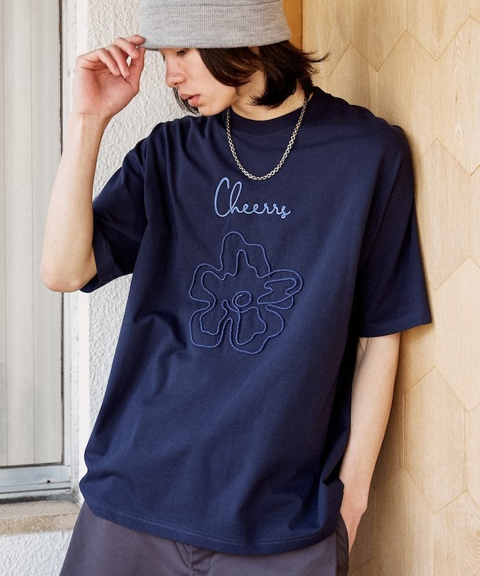 PUBLUX ＜機能性素材＞LOVE POP STUDIO コード フラワー Tシャツ 限定展開 フリークスストア トップス カットソー・Tシャツ グレー ネイビー ホワイト