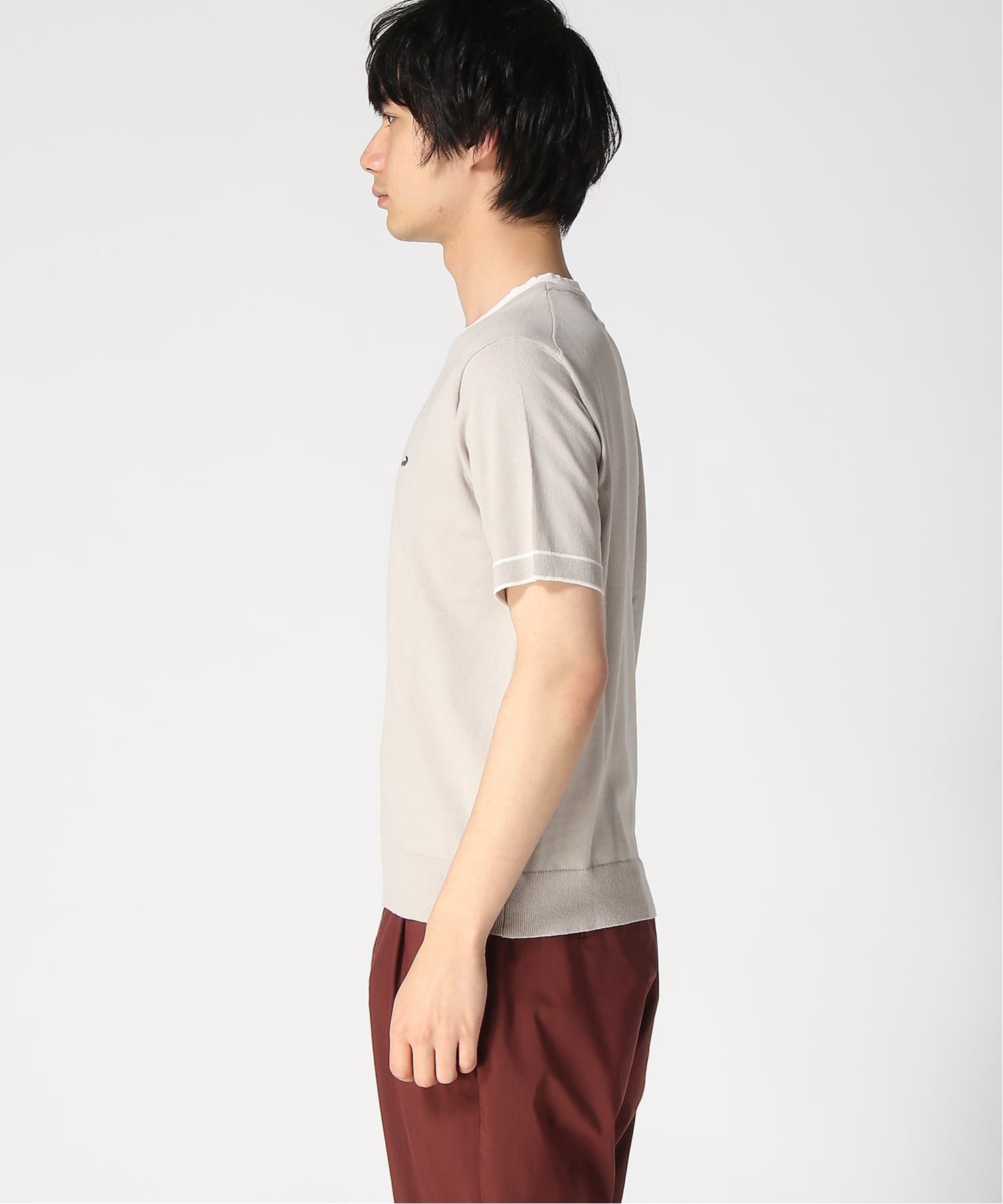 CROCODILE (M)レイヤードデザイン ニット Tシャツ【手洗いOK】 クロコダイル トップス カットソー・Tシャツ グレー【送料無料】