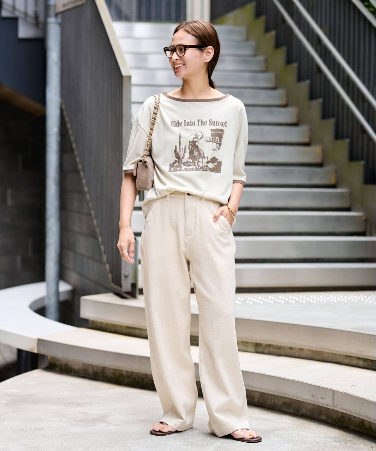 HOWIECLOTHING*FRAMeWORKグラフィックT フレームワーク トップス カットソー・Tシャツ ベージュ