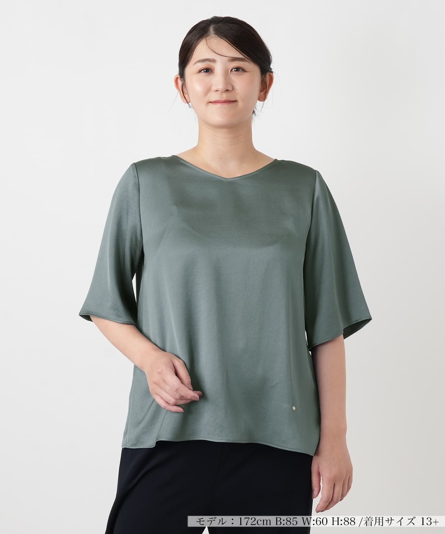 Leilian PLUS HOUSE ブラウス【Leilian WHITE LABEL】 レリアン プラスハウス トップス シャツ・ブラウス グレー ネイビー