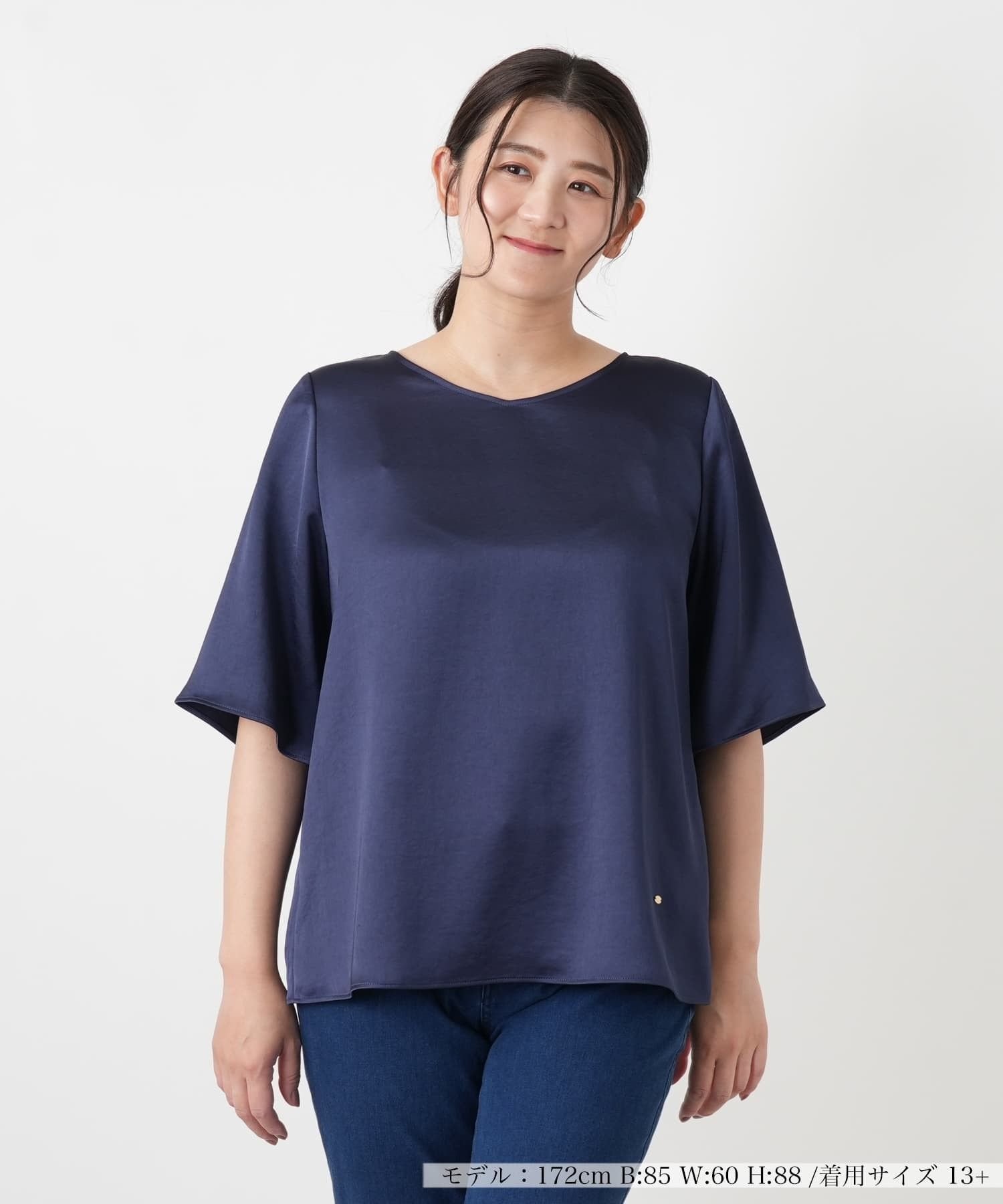 Leilian PLUS HOUSE ブラウス【Leilian WHITE LABEL】 レリアン プラスハウス トップス シャツ・ブラウス グレー ネイビー