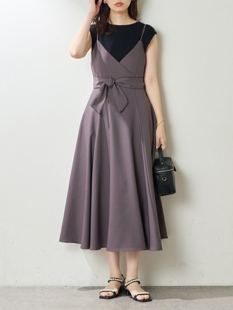【SALE／20%OFF】natural couture 【大好評リバイバルアイテム】バックリボンパイピングキャミワンピース ナチュラルクチュール ワンピース・ドレス その他のワンピース・ドレス パープル ブラウン ブラック【送料無料】のサムネイル