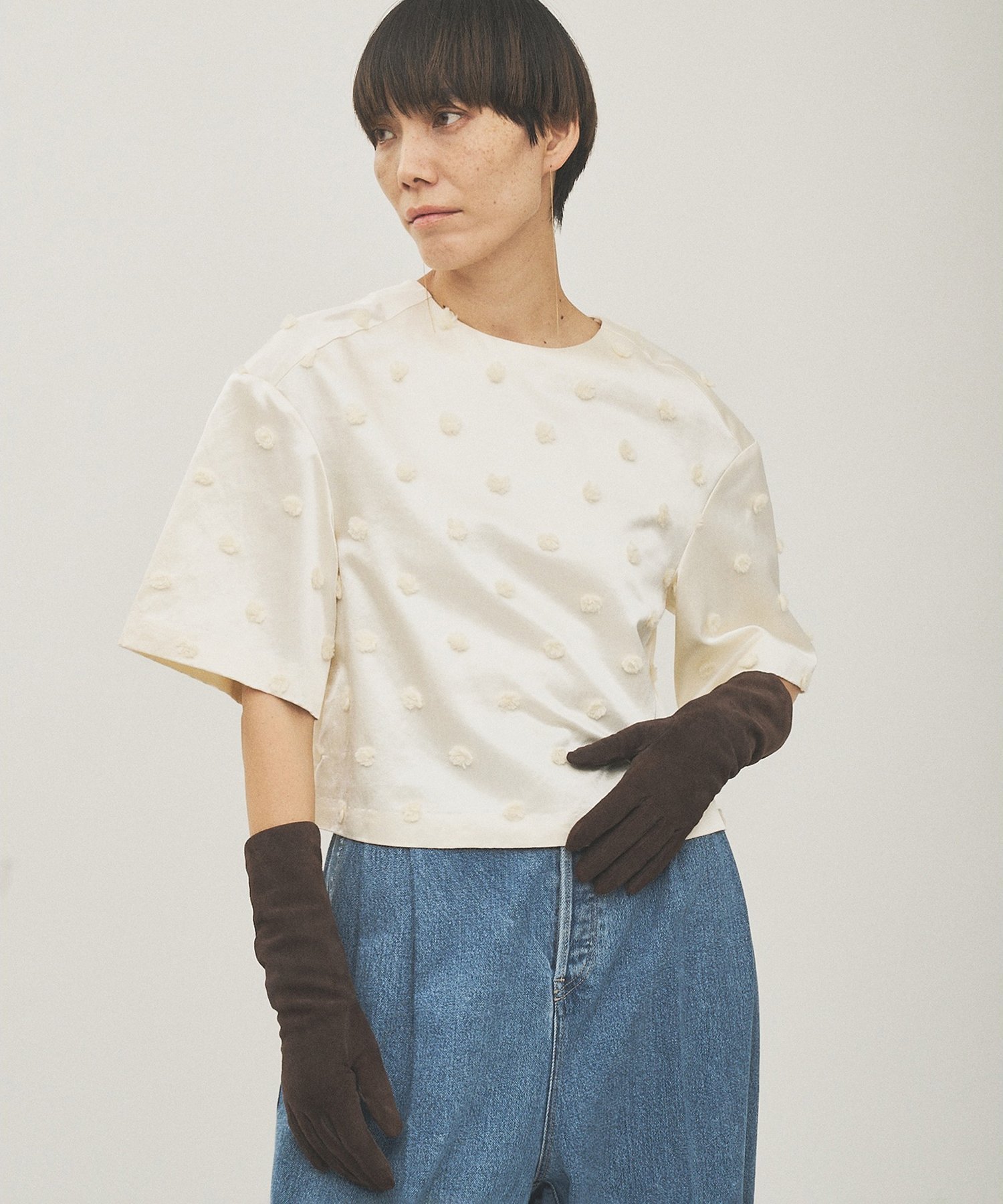 Whim Gazette ボンボンジャガードブラウス ウィム ガゼット トップス シャツ・ブラウス ベージュ【送料無料】