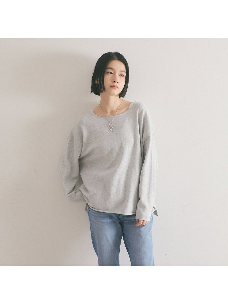 qualite 【WEB・一部店舗限定】クルーネックコットンニットプルオーバー カリテ トップス ニット グレー オレンジ ホワイト