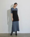 MIELI INVARIANT Bicolor Bustier Knit Dress ミエリ インヴァリアント ワンピース・ドレス ワンピース ブルー ブラウン