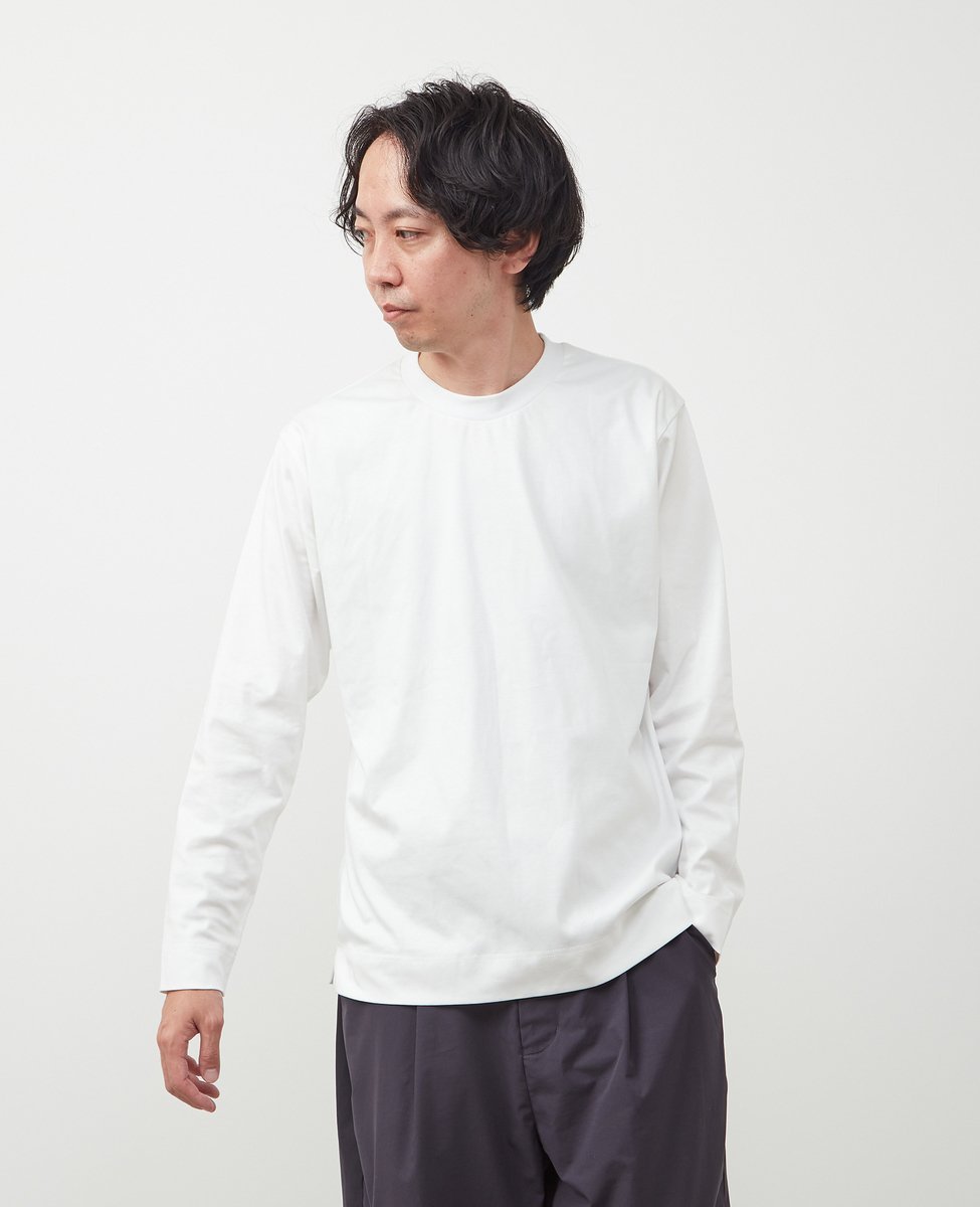 MEN'S MELROSE シルケットポンチスタンダードクルーネックロングスリーブTシャツ メンズメルローズ トップス カットソー・Tシャツ ブルー ホワイト グレー ブラック ネイビー
