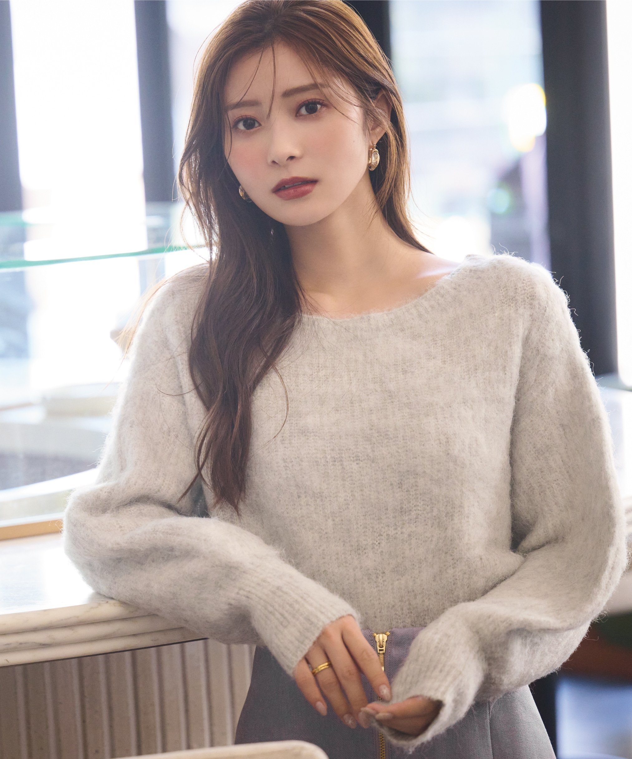 PROPORTION BODY DRESSING へアリーオフショルニット 24AW プロポーションボディドレッシング トップス ニット グレー ホワイト【送料無料】のサムネイル