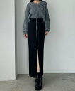 【SALE/74%OFF】JUNOAH Louere フロントジップスカート ジュノア スカート ロング・マキシスカート ネイビー ベージュ ブラック ホワイト グレー