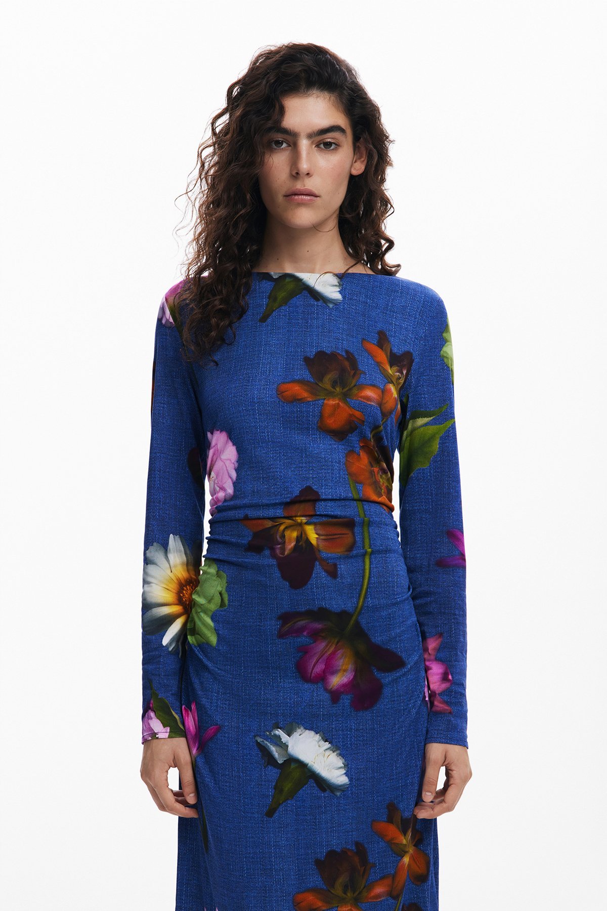 【SALE/40%OFF】Desigual アシンメトリーミディドレス デシグアル ワンピース・ドレス ワンピース ブルー【送料無料】