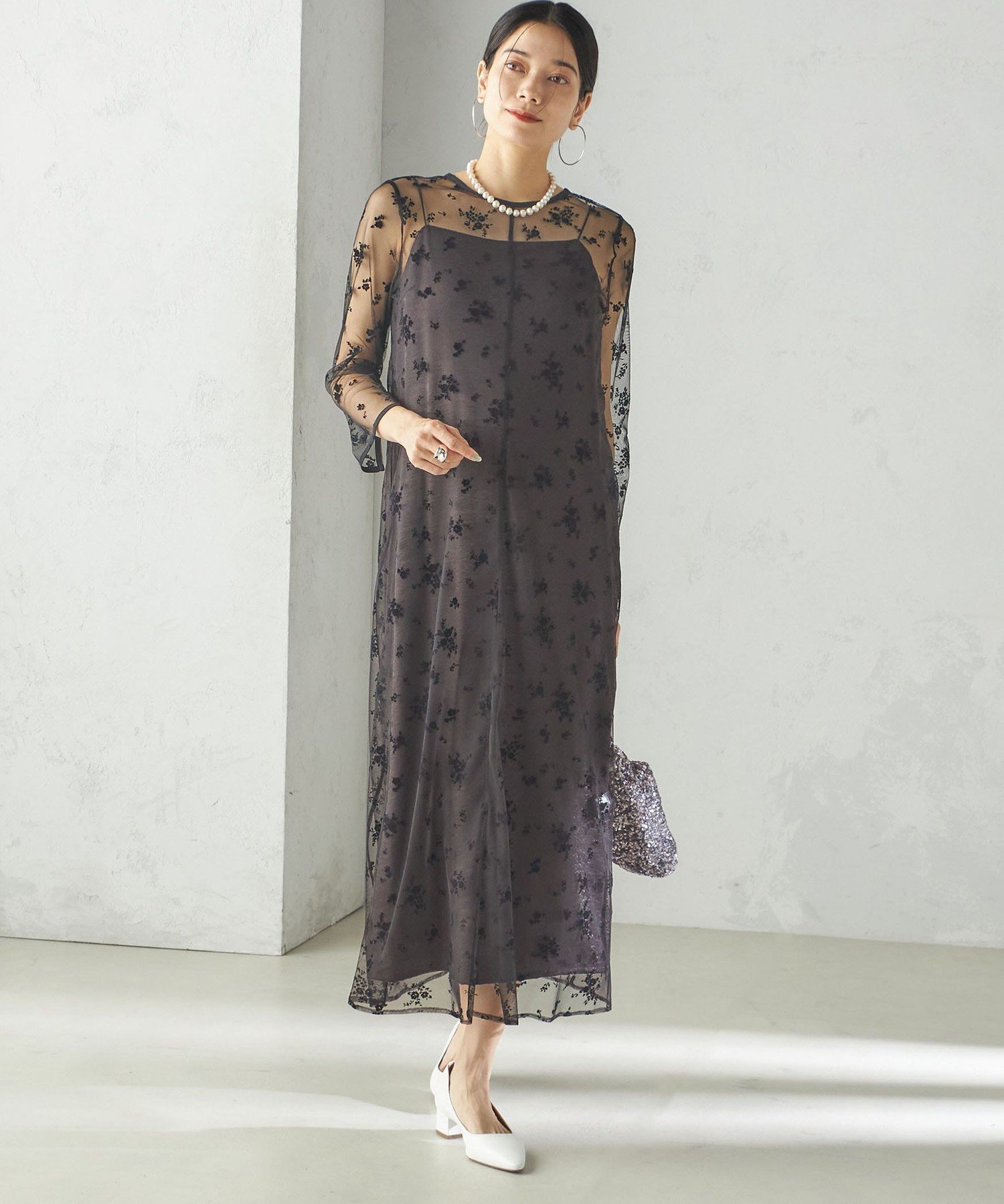【SALE／40%OFF】SHIPS WOMEN kaene:フロッキー レース * サテン 2WAY ワンピース(セレモニー対応可) シップス ワンピース・ドレス ドレス【送料無料】