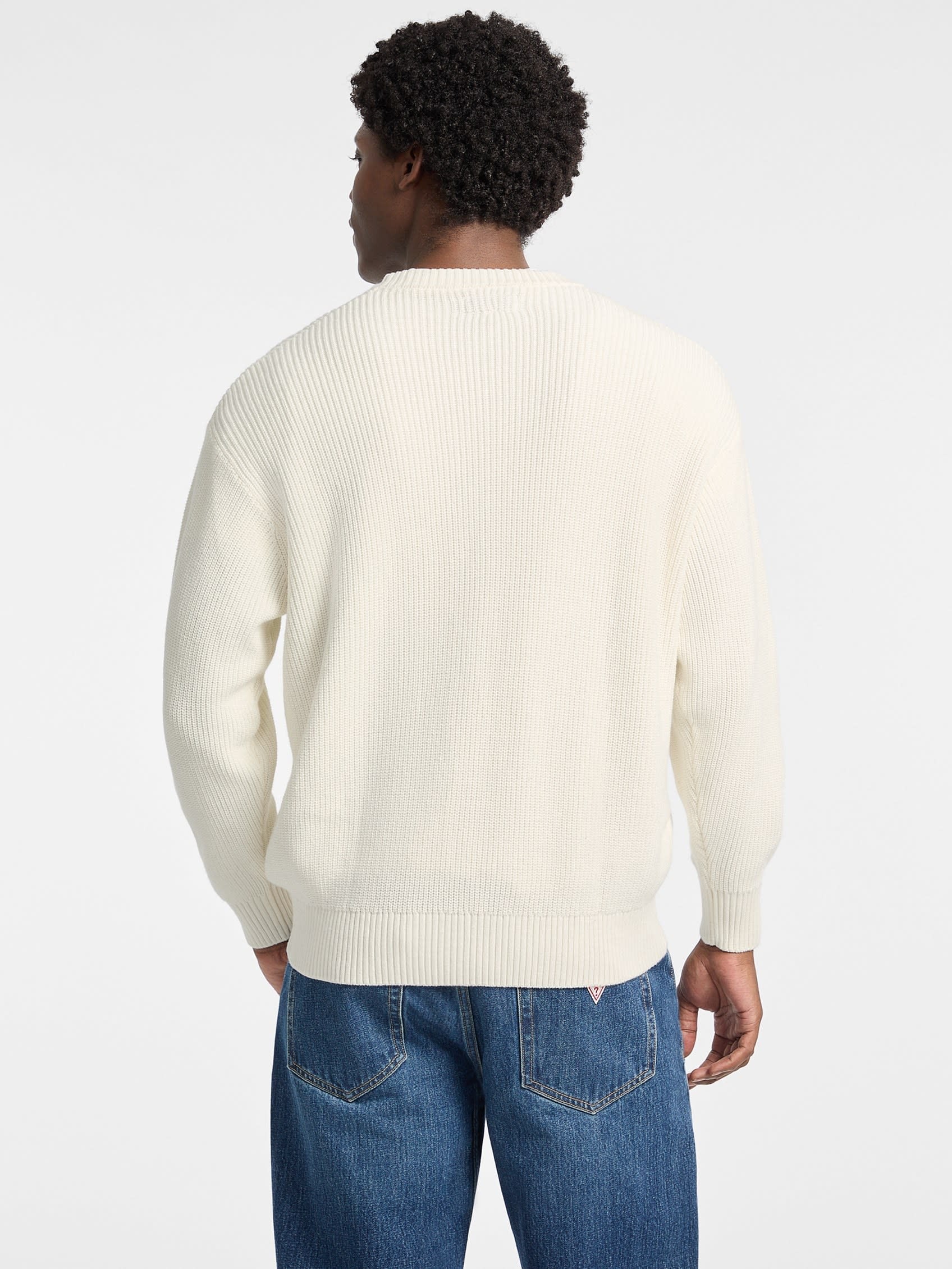 GUESS JEANS ニット セーター (M)Patch Sweater ゲス トップス ニット ホワイト ブラック