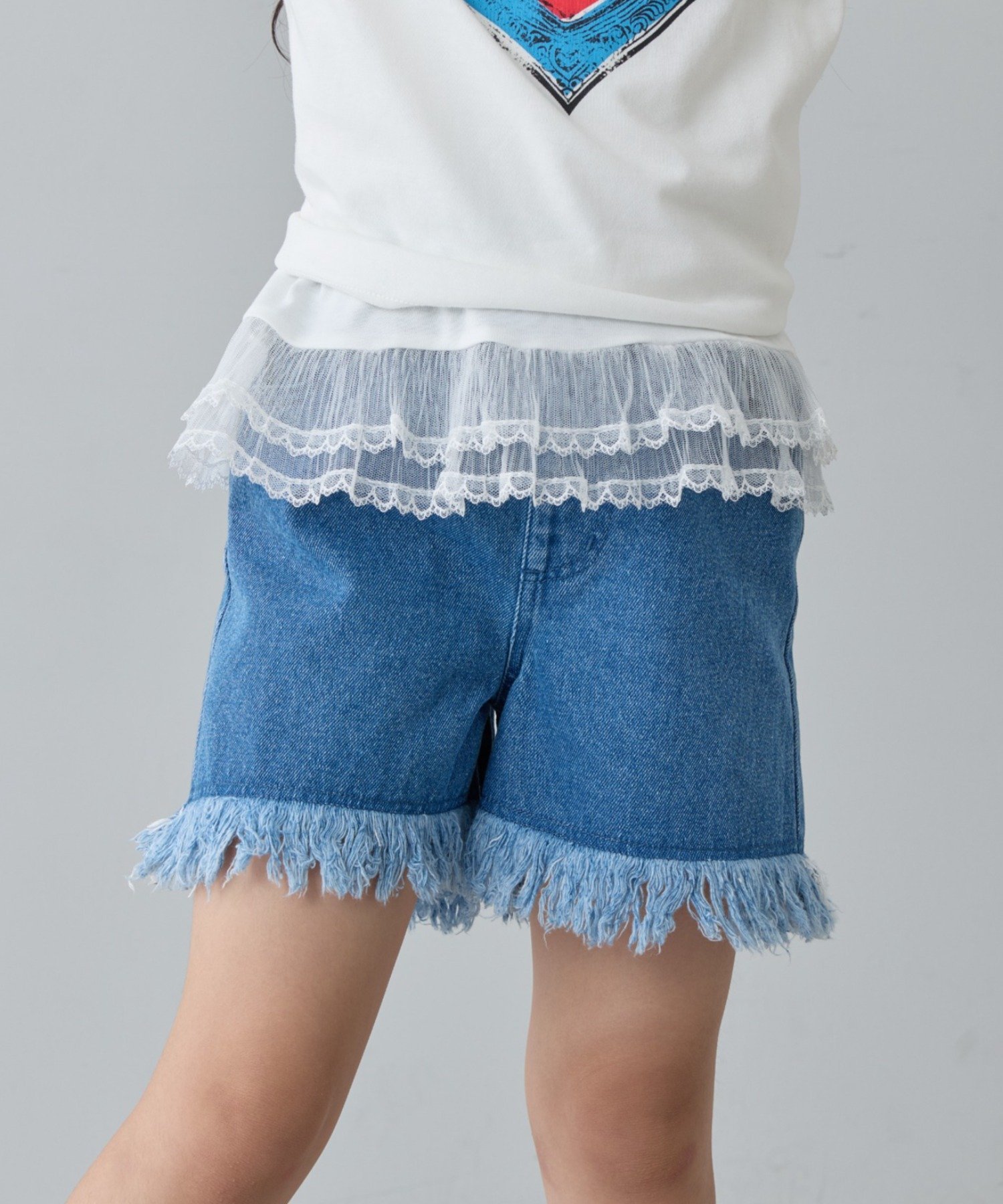 【SALE／75%OFF】CIAOPANIC TYPY 【KIDS】フリンジデニムショーツ チャオパニックティピー パンツ その他のパンツ ブルー ネイビーのサムネイル