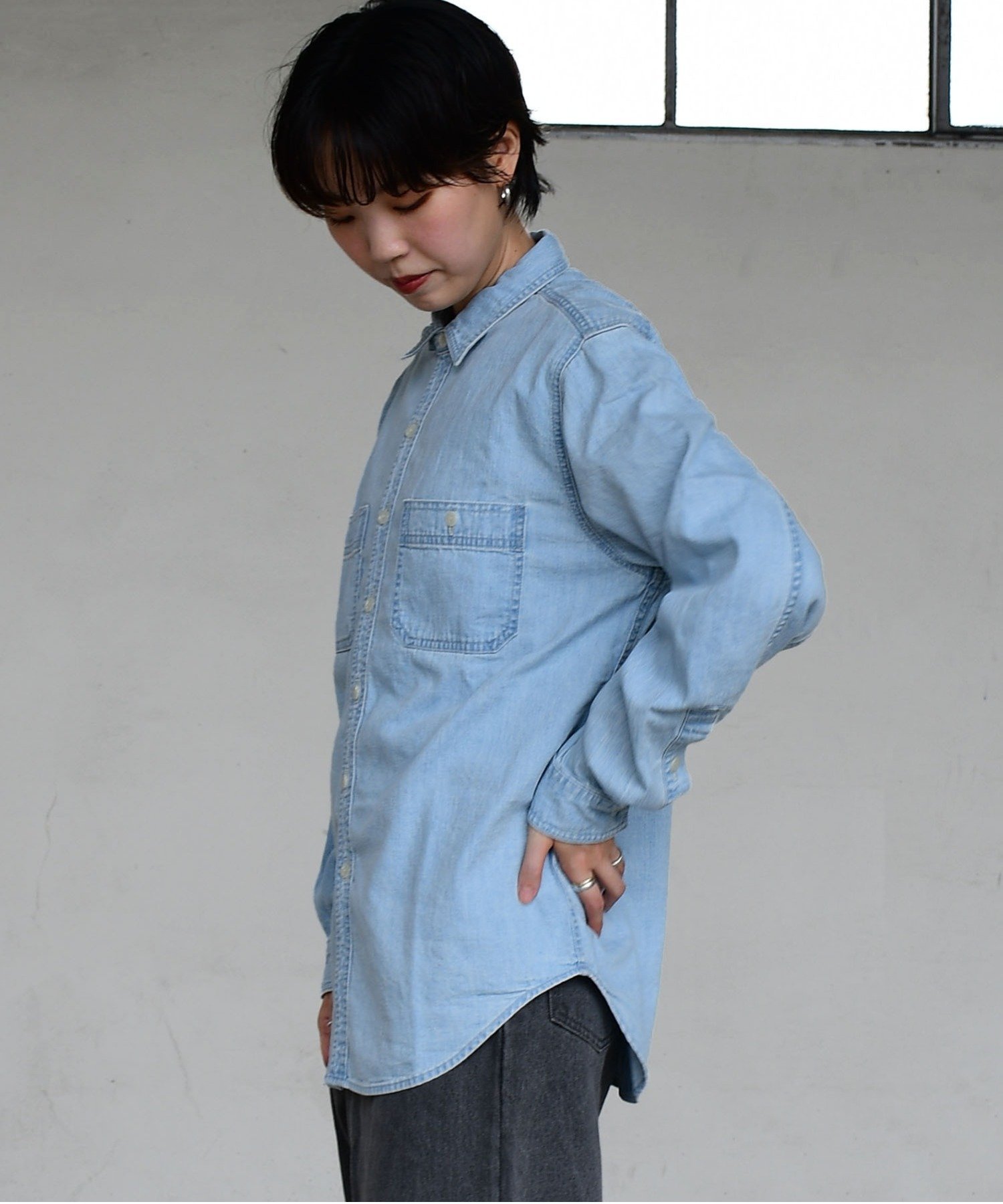 Johnbull Private labo 【DENIM DELIGHT DAYS】デニムワークシャツ ジョンブルプライベートラボ トップス シャツ・ブラウス ホワイト ブルー