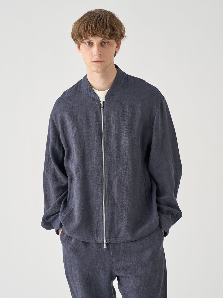 JOHN SMEDLEY リネンジャガード ショートブルゾン ｜JM254 ジョンスメドレー ジャケット・アウター その他のジャケット・アウター ネイビー【送料無料】