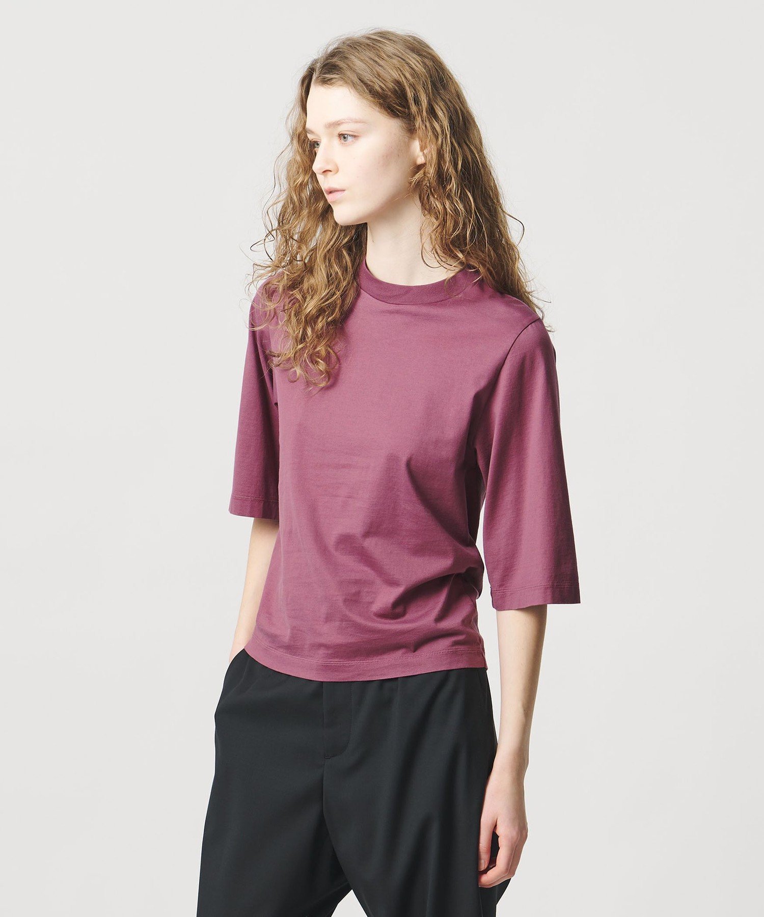 ＜LOEFF＞スビンコットン ショートスリーブ Tシャツ ユナイテッドアローズ トップス カットソー・Tシャツ ホワイト ブラック パープル