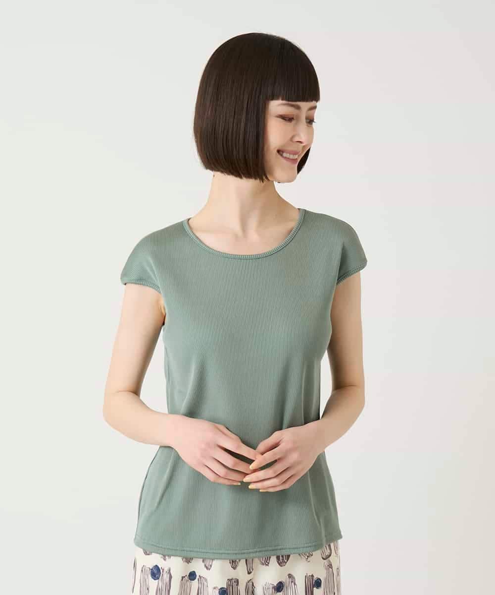 HIROKO BIS キャップスリーブデザインカットソー /洗濯機で洗える ヒロコ ビス トップス カットソー・Tシャツ カーキグリーン ベージュ ホワイト ブラック