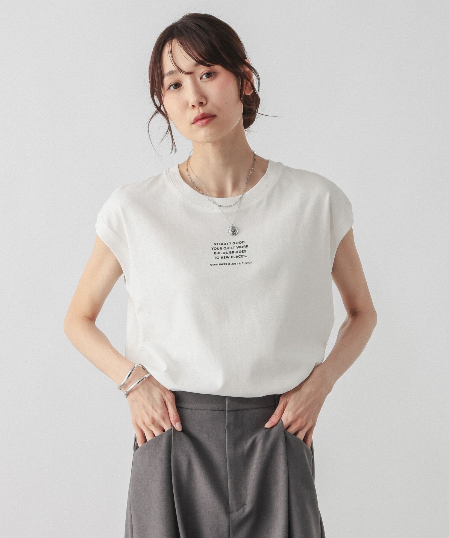 冷感コットンプリントノースリーブ/一部店舗限定/636808 グローバルワーク トップス ノースリーブ・タンクトップ ブラック ホワイト レッド