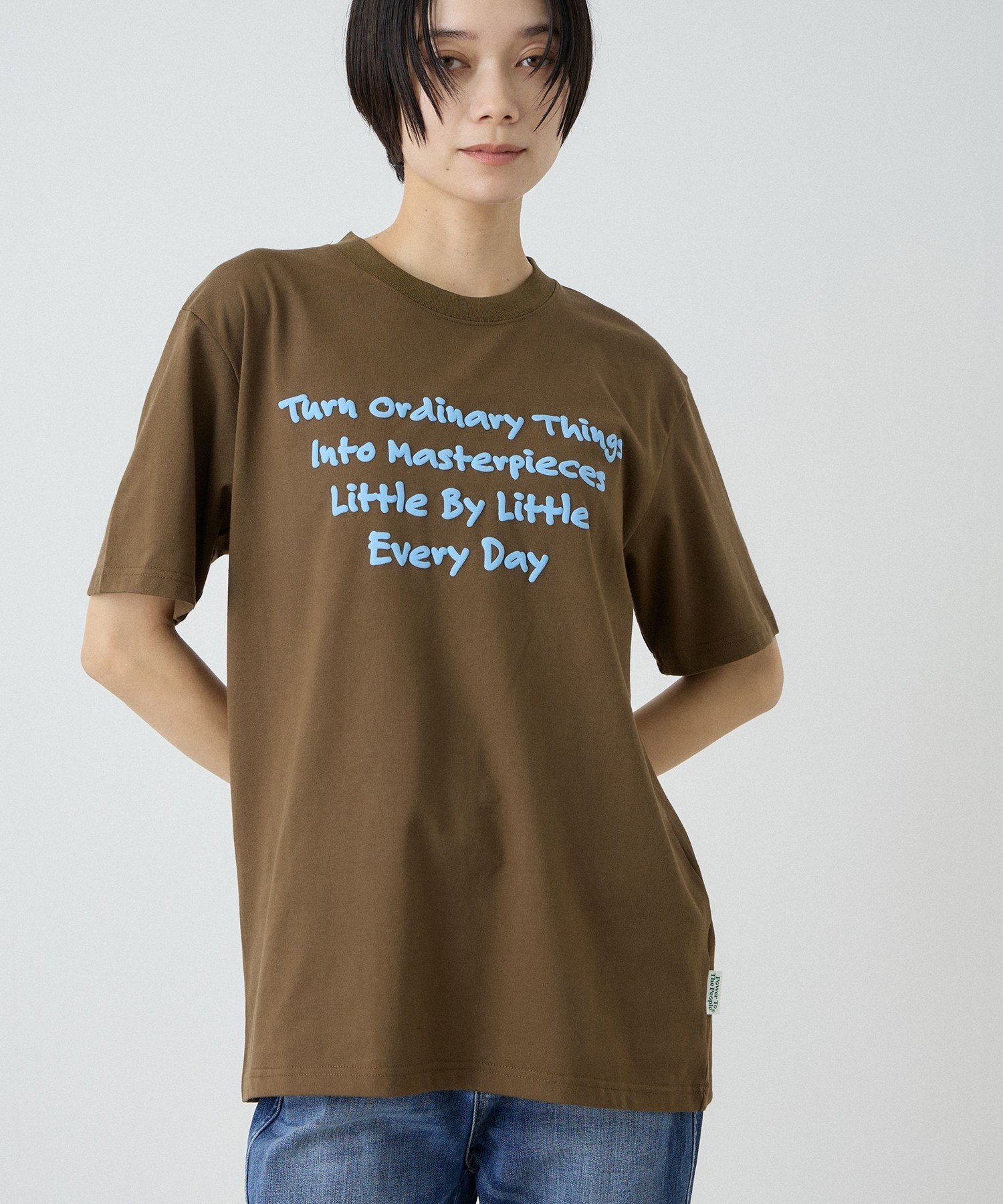 VICKY 【Power To People】masterpiece ロゴTシャツ ビッキー トップス カットソー・Tシャツ ブラウン ホワイト ネイビー