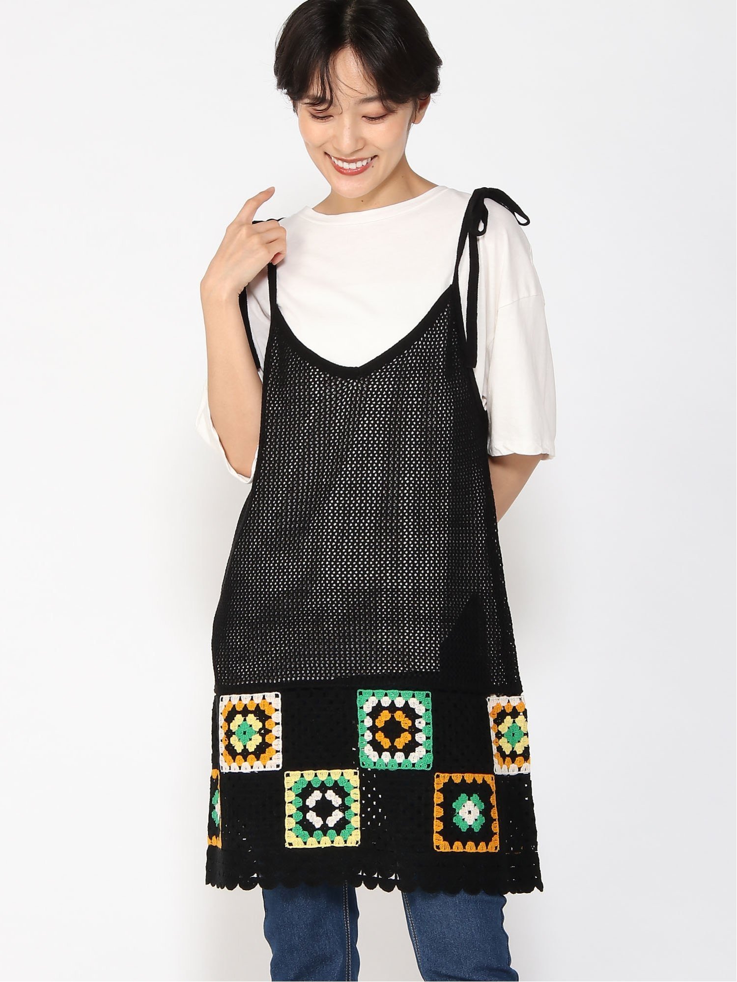 【SALE／45%OFF】WEGO WEGO/(L)クロシェニットキャミワンピ ウィゴー ワンピース・ドレス ワンピース ブラックのサムネイル