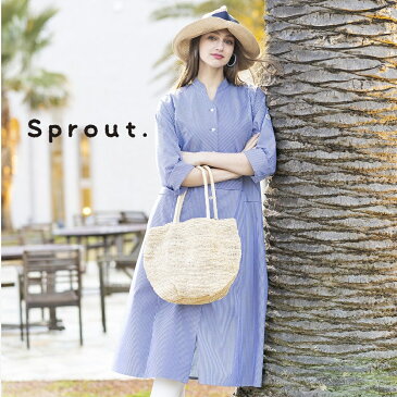 【SALE／64%OFF】Liliane Burty 【Sprout.】サッカーストライプ 前開きワンピース リリアンビューティ ワンピース ワンピースその他 ブルー ホワイト【送料無料】