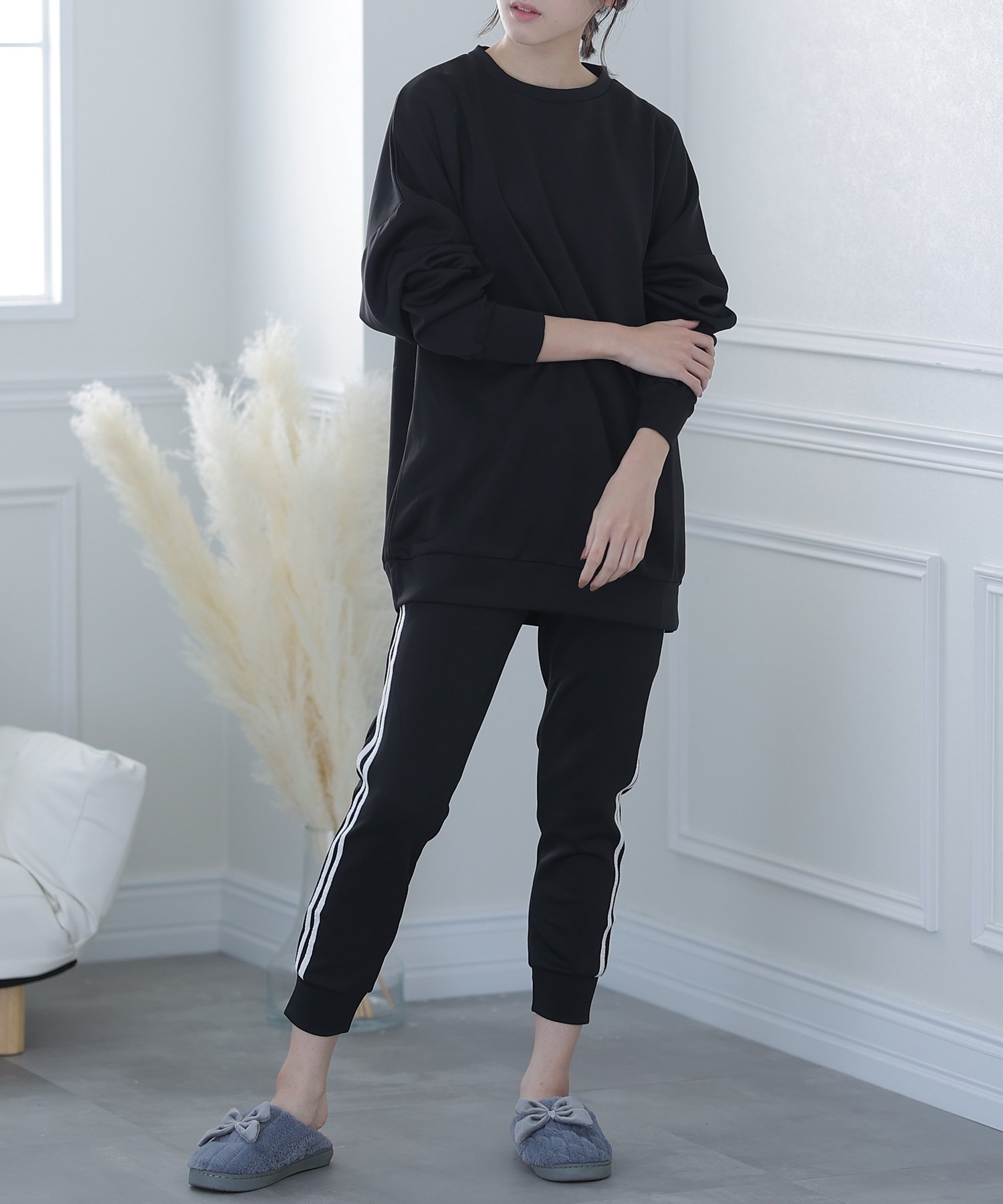 PourVous ダンボールニットセットアップ プールヴー トップス スウェット・トレーナー ブルー ブラック..