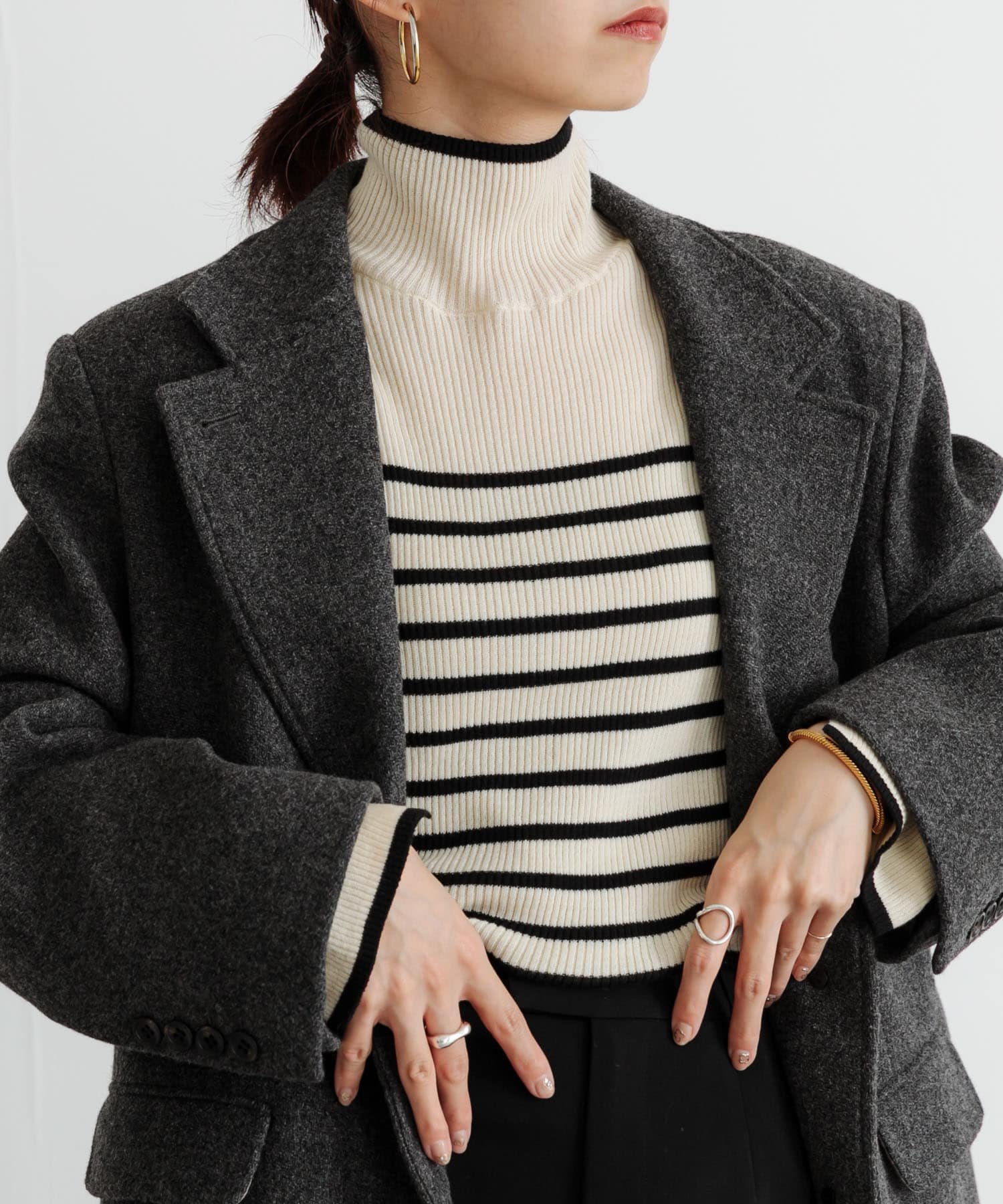 URBAN RESEARCH 『竹下玲奈さん着用』『UR TECH』ハイネックリブニット アーバンリサーチ トップス ニット ホワイト ブラック グリーン【送料無料】のサムネイル