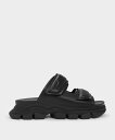 CHARLES & KEITH ダッシュ ダブルストラップスライド チャールズアンドキース シューズ・靴 サンダル ブラック【送料無料】