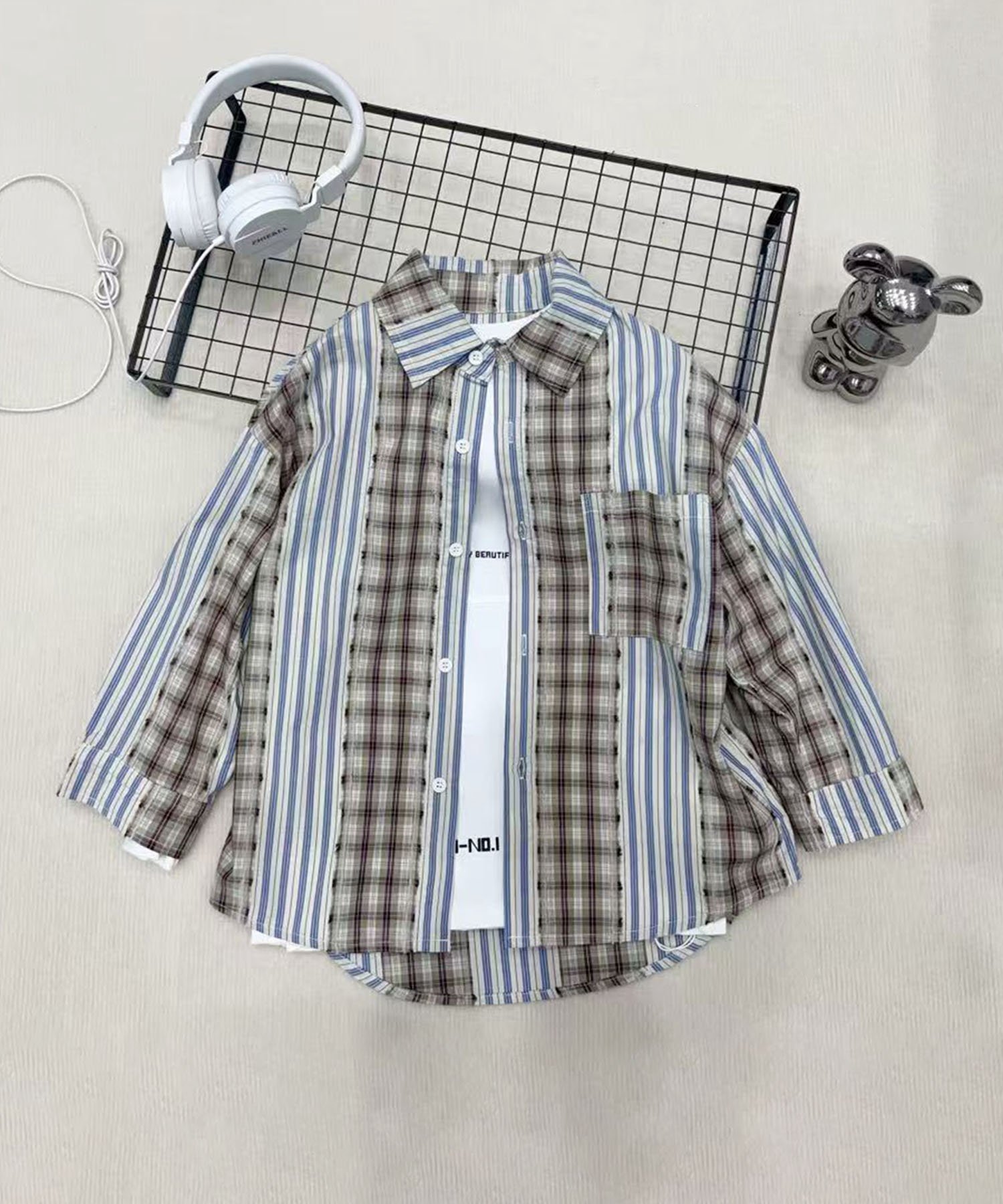 【SALE／75%OFF】aimoha KIDS 【aimoha-KIDS-】コントラストチェック柄シャツ アイモハ トップス シャ..