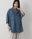 LOWRYS FARM 【UNISEX】デニムオーバーシャツSS ローリーズファーム トップス シャツ・ブラウス ブラック ブルー【送料無料】