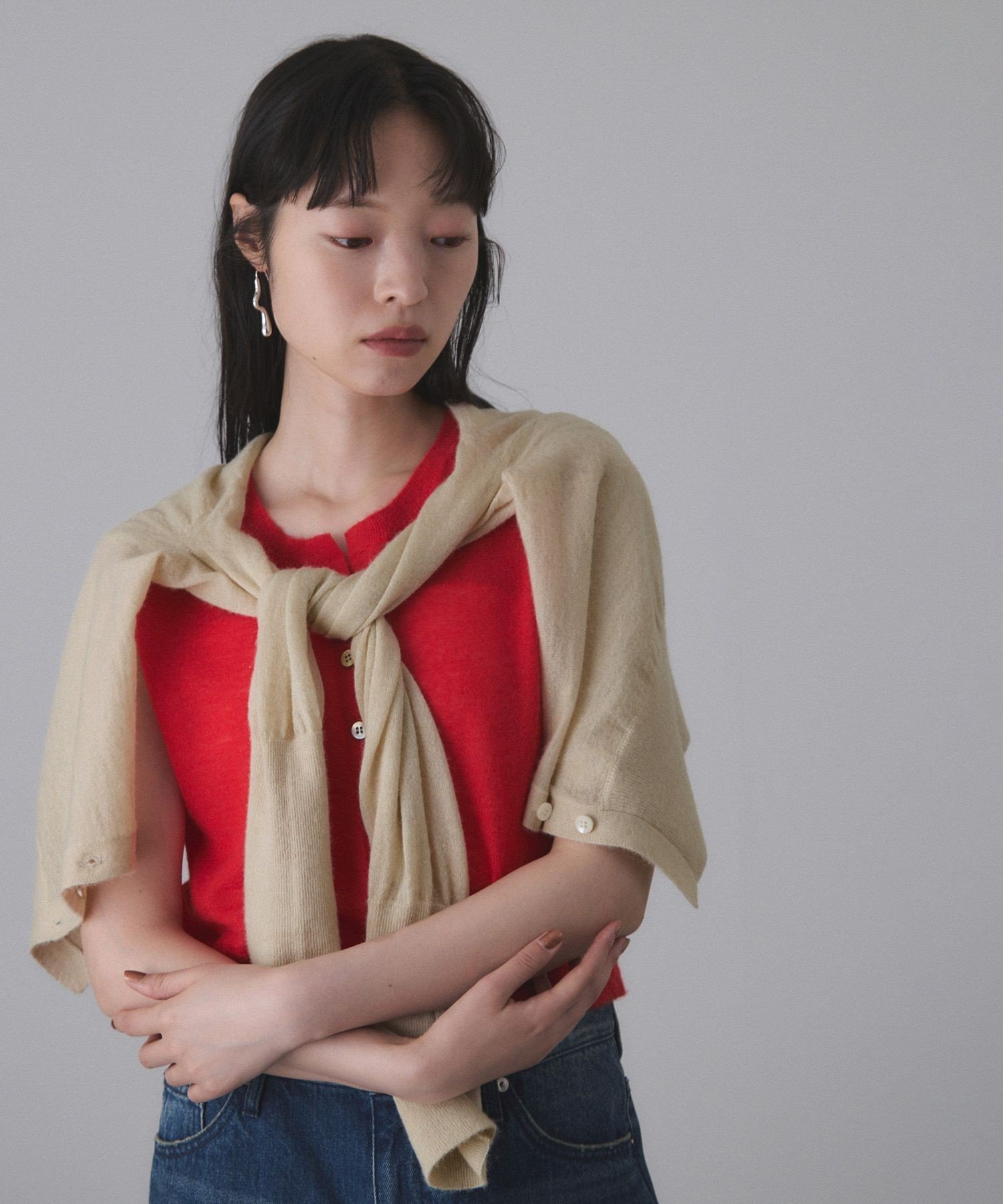 ADAM ET ROPE' FEMME モヘアミックスセットニットカーディガン アダムエロペ トップス カーディガン グ..