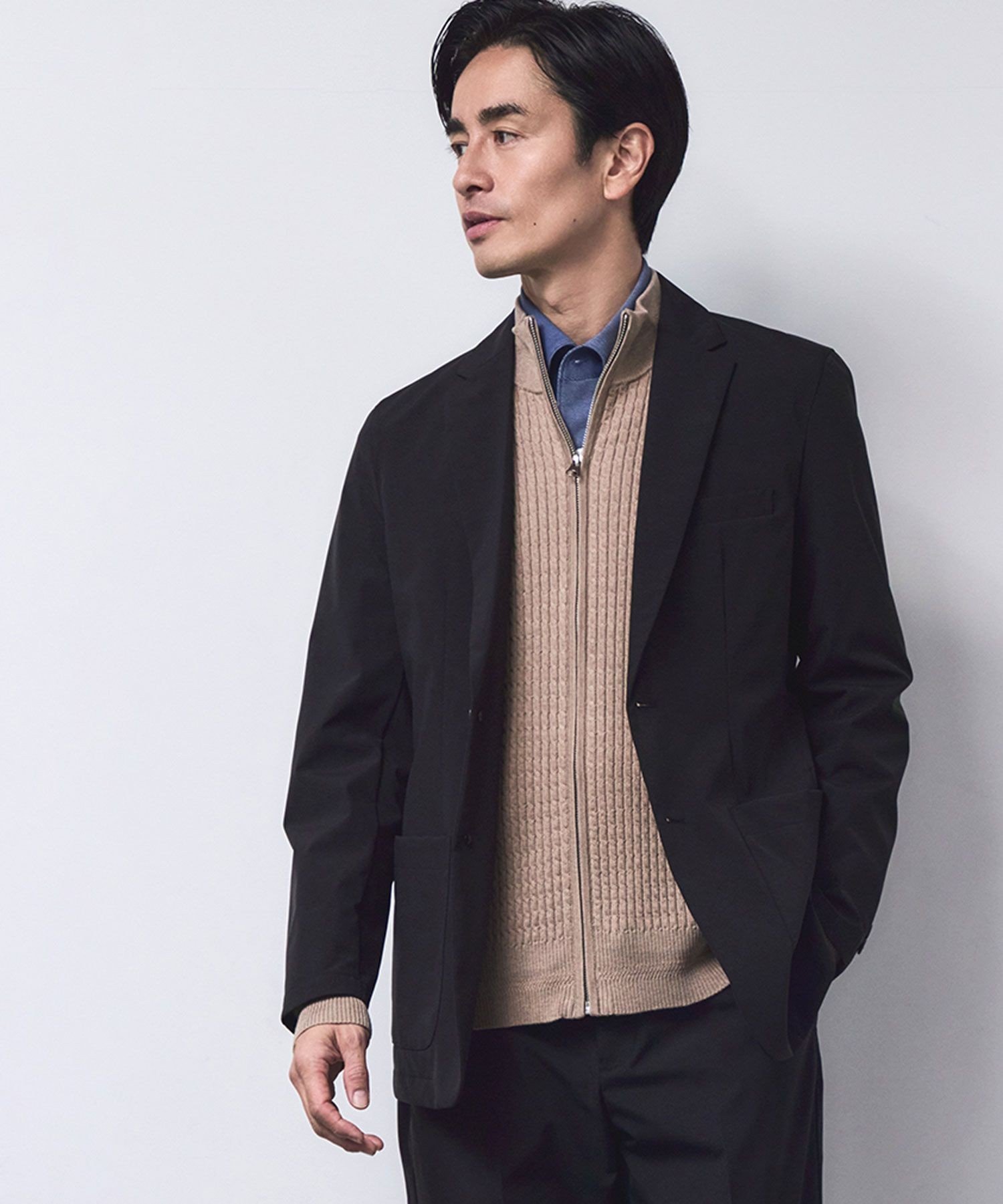 JUN STANDARD PICKS スリーレイヤードファブリックジャケット/セットアップ対応 ジュン スタンダード ピックス ジャケット・アウター テーラードジャケット・ブレザー ブラウン ブラック【送料無料】