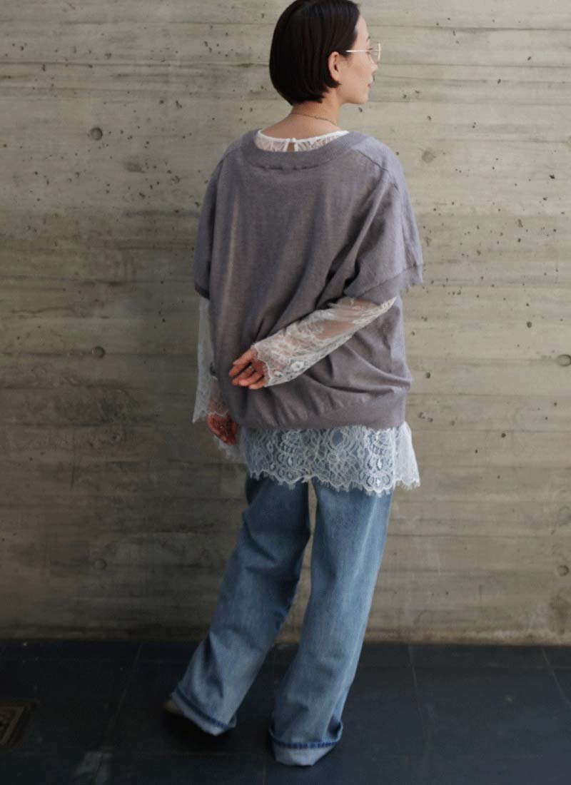 FASHFREN レースレイヤードブラウス ファッシュフレン トップス シャツ・ブラウス ホワイト