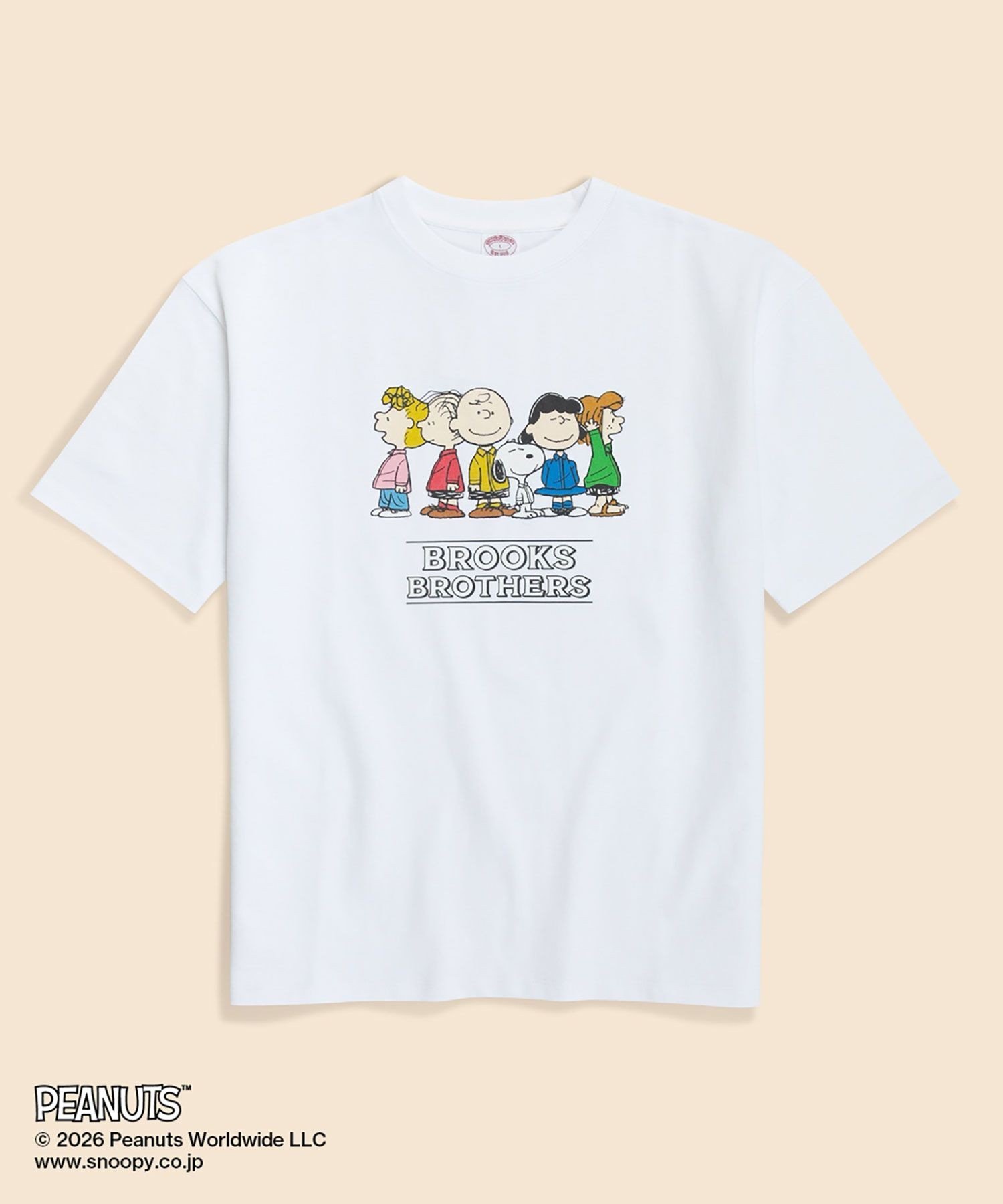 BROOKS BROTHERS Brooks Brothers × PEANUTS コットン ピーナッツ・ギャングプリント Tシャツ ブルックス ブラザーズ トップス カットソー・Tシャツ グレー ホワイト【送料無料】