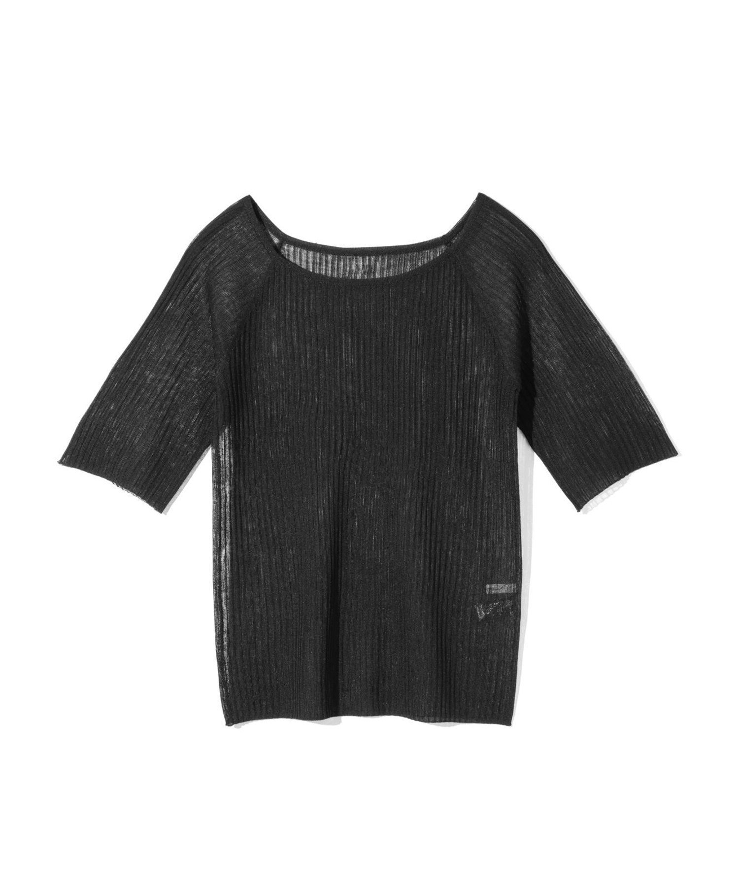 MIDIUMISOLID MIDIUMISOLID for Ladies リブスクエアラウンドネックプルオーバー マーコート トップス ニット ブラック ホワイト
