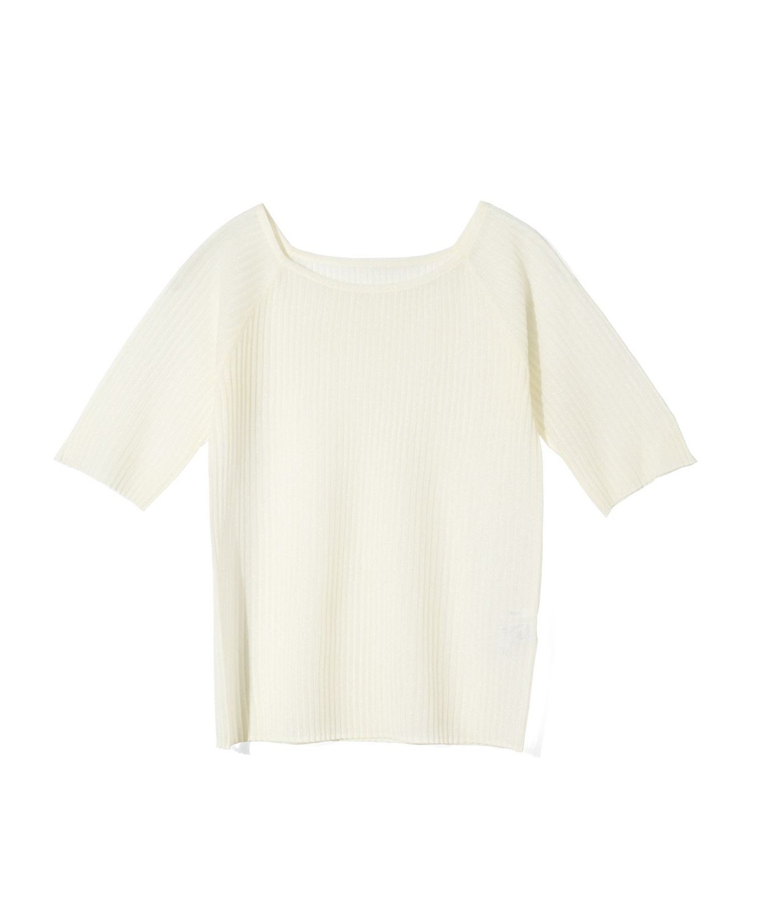 MIDIUMISOLID MIDIUMISOLID for Ladies リブスクエアラウンドネックプルオーバー マーコート トップス ニット ブラック ホワイト