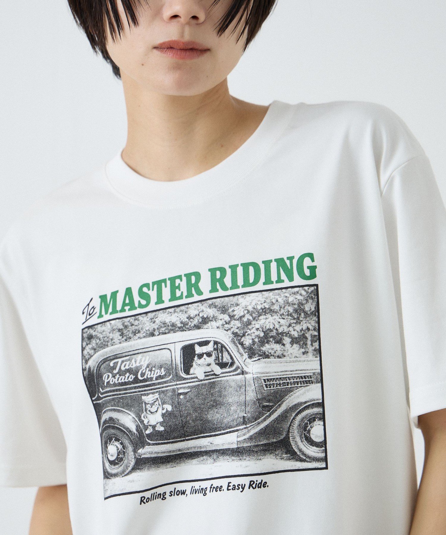 VICKY 【Power To People】 MASTER RIDINGフォトTシャツ ビッキー トップス カットソー・Tシャツ ネイビー ホワイト