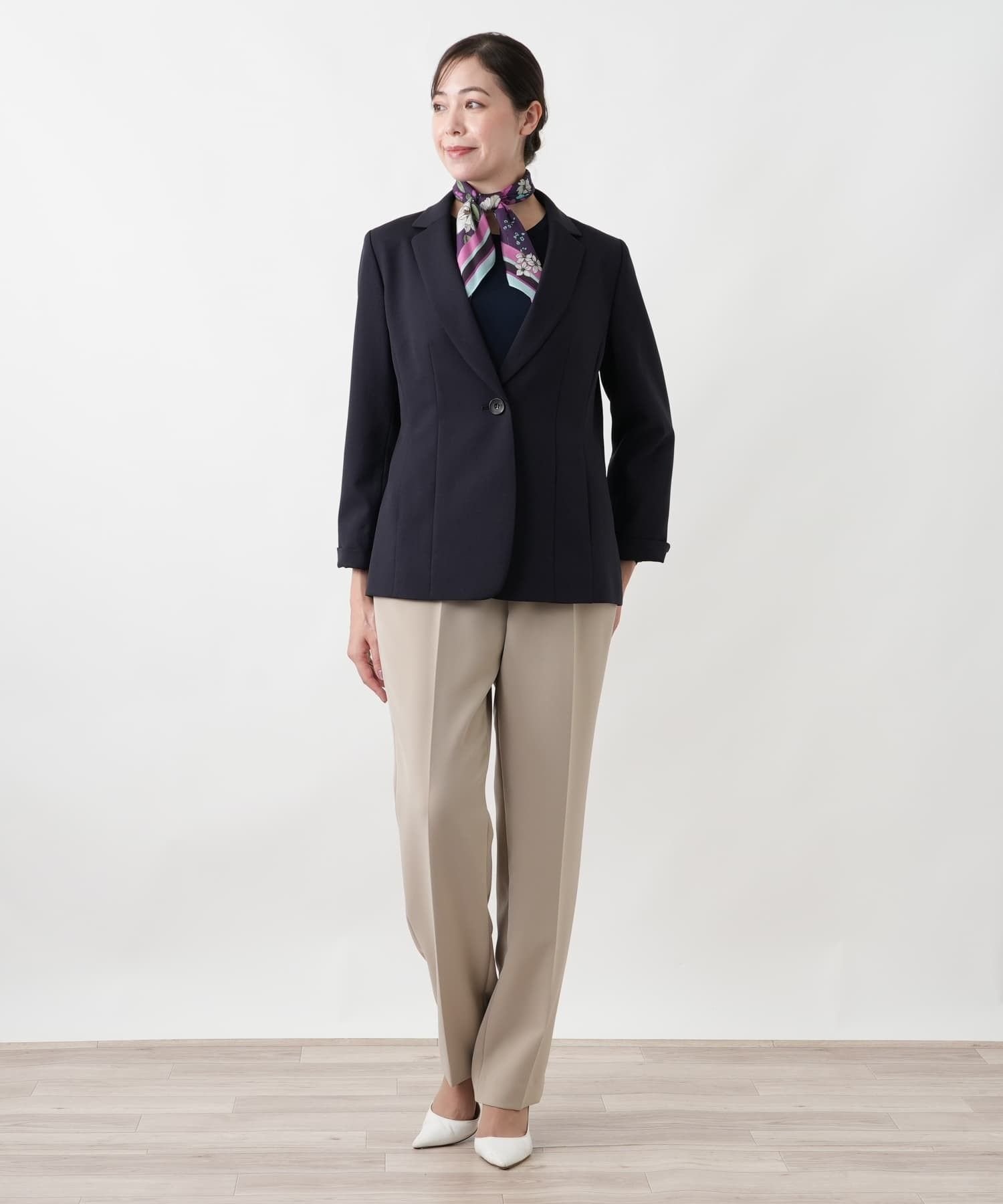 Leilian PLUS HOUSE ブレザー【Leilian WHITE LABEL】 レリアン プラスハウス ジャケット・アウター テーラードジャケット・ブレザー ネイビー ブラウン