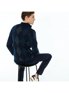 Argyle Zip Cardigan AH116EL: Navy Argyle Zip Cardigan AH116EL: Navy