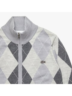 Argyle Zip Cardigan AH116EL: Grey Argyle Zip Cardigan AH116EL: Grey