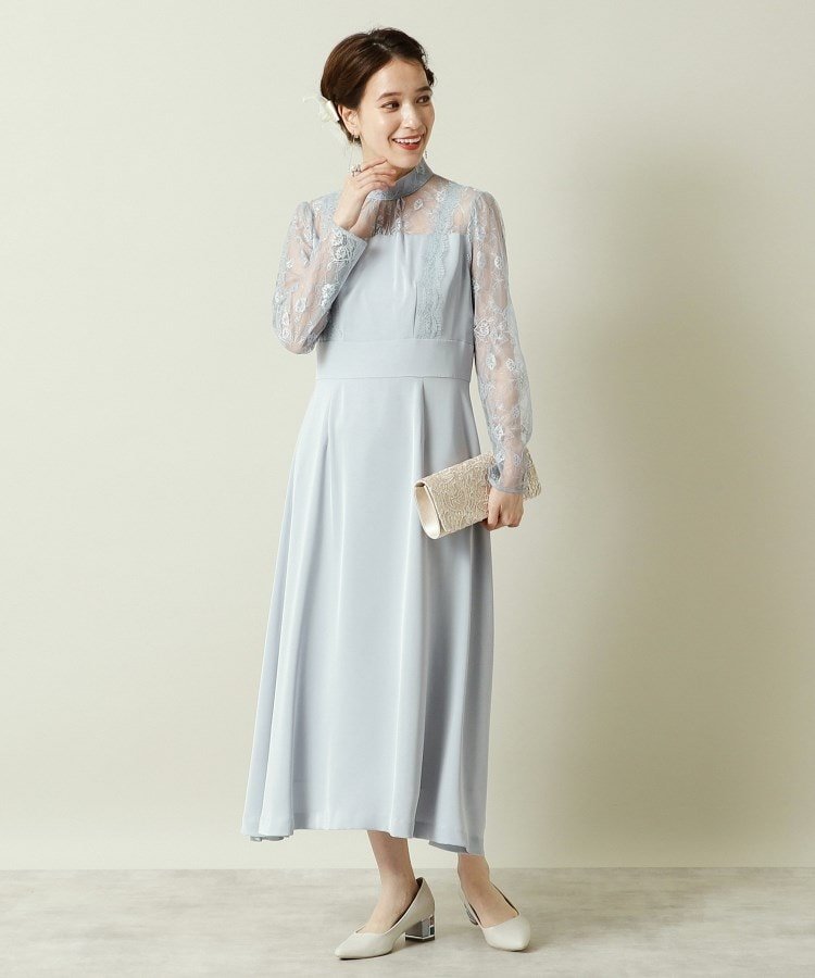 ITS' DEMO 【結婚式・パーティに】サテン*レースワンピース＜ドレスコレクション＞ イッツデモ ワンピース・ドレス その他のワンピース・ドレス グレー ブラック【送料無料】