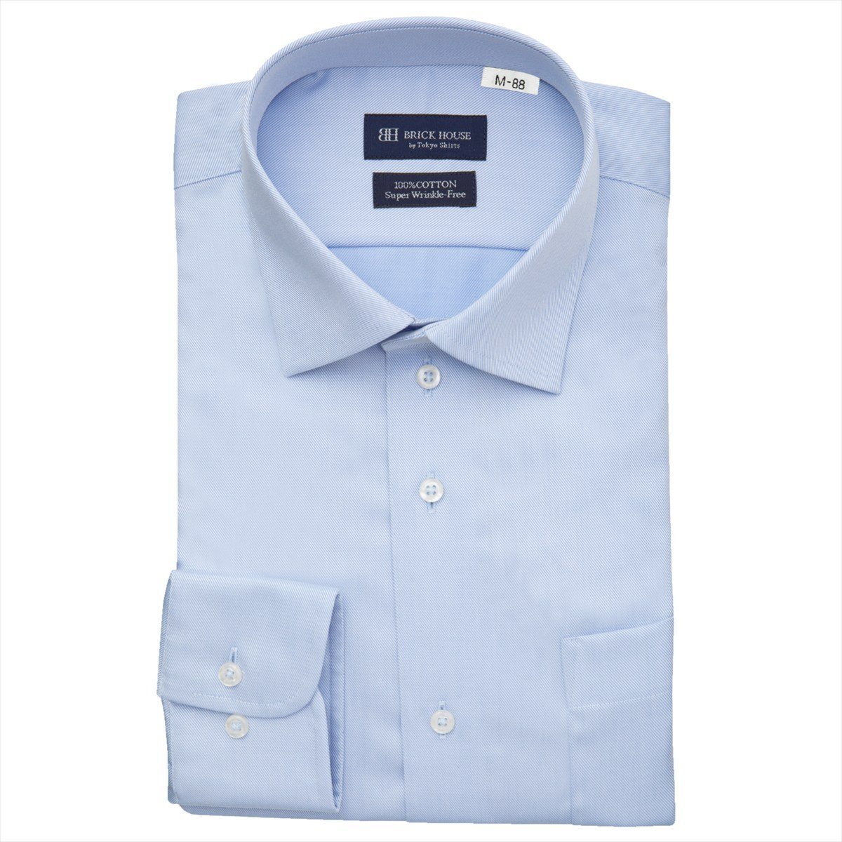 【SALE／30%OFF】BRICK HOUSE by Tokyo Shirts 【超形態安定・大きいサイズ】 ワイド 長袖 形態安定 綿100% ワイシャツ BM01K101AA13W4V-10 トーキョーシャツ スーツ・フォーマル Yシャツ・カッターシャツ ブルー【送料無料】