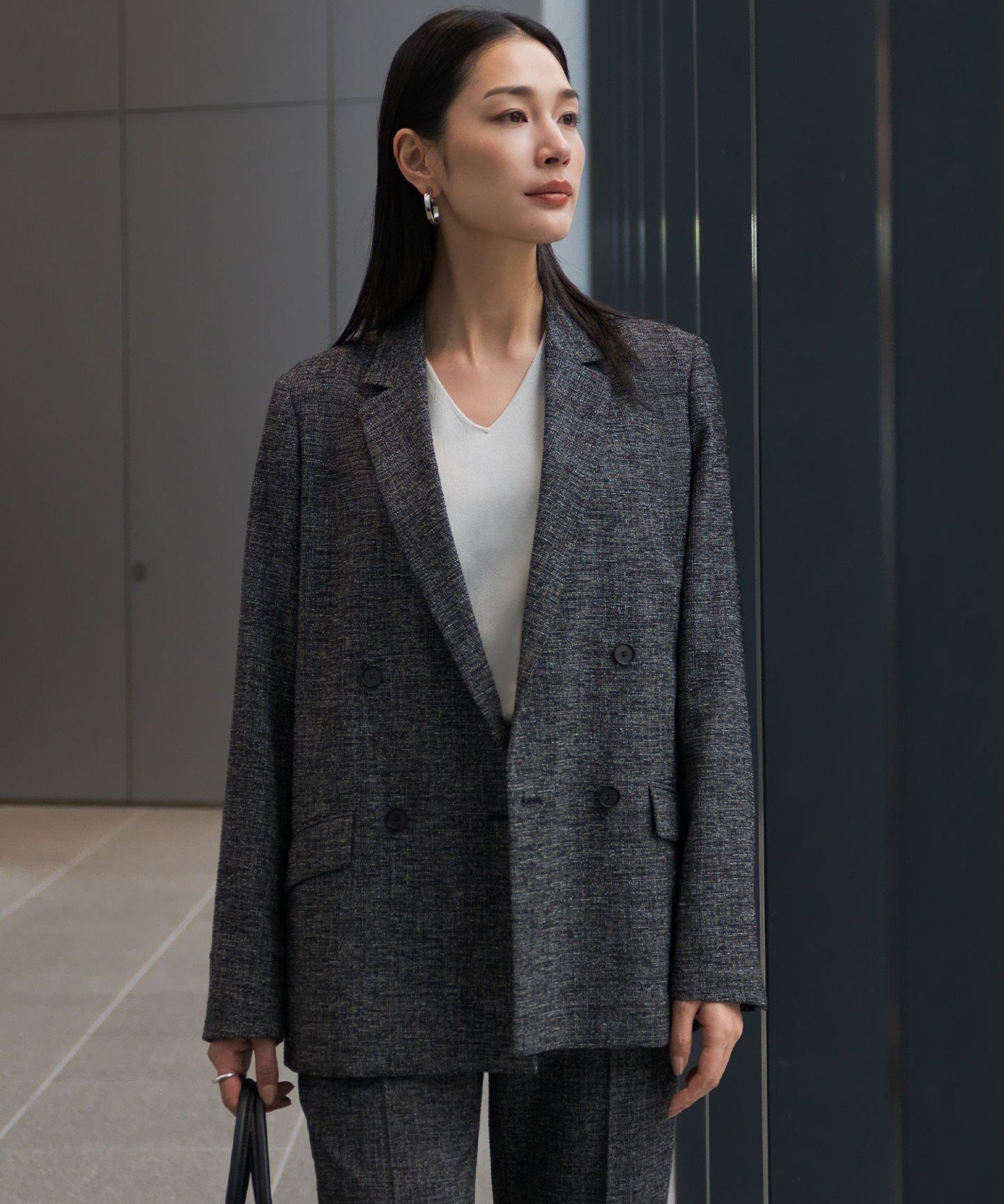 ICB L ミックスブッチャー ダブルブレストジャケット アイシービー ジャケット・アウター テーラードジャケット・ブレザー ネイビー