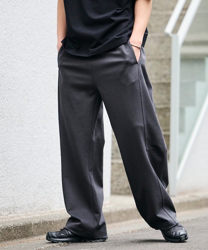 限定展開 ワイドシルエット クールタッチ スウェット サーカスパンツ フリークスストア パンツ ジャージ・スウェットパンツ グレー ブラック
