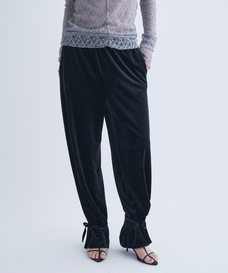 CODE A velour easy pants コードエー パンツ その他のパンツ ブラック グレー