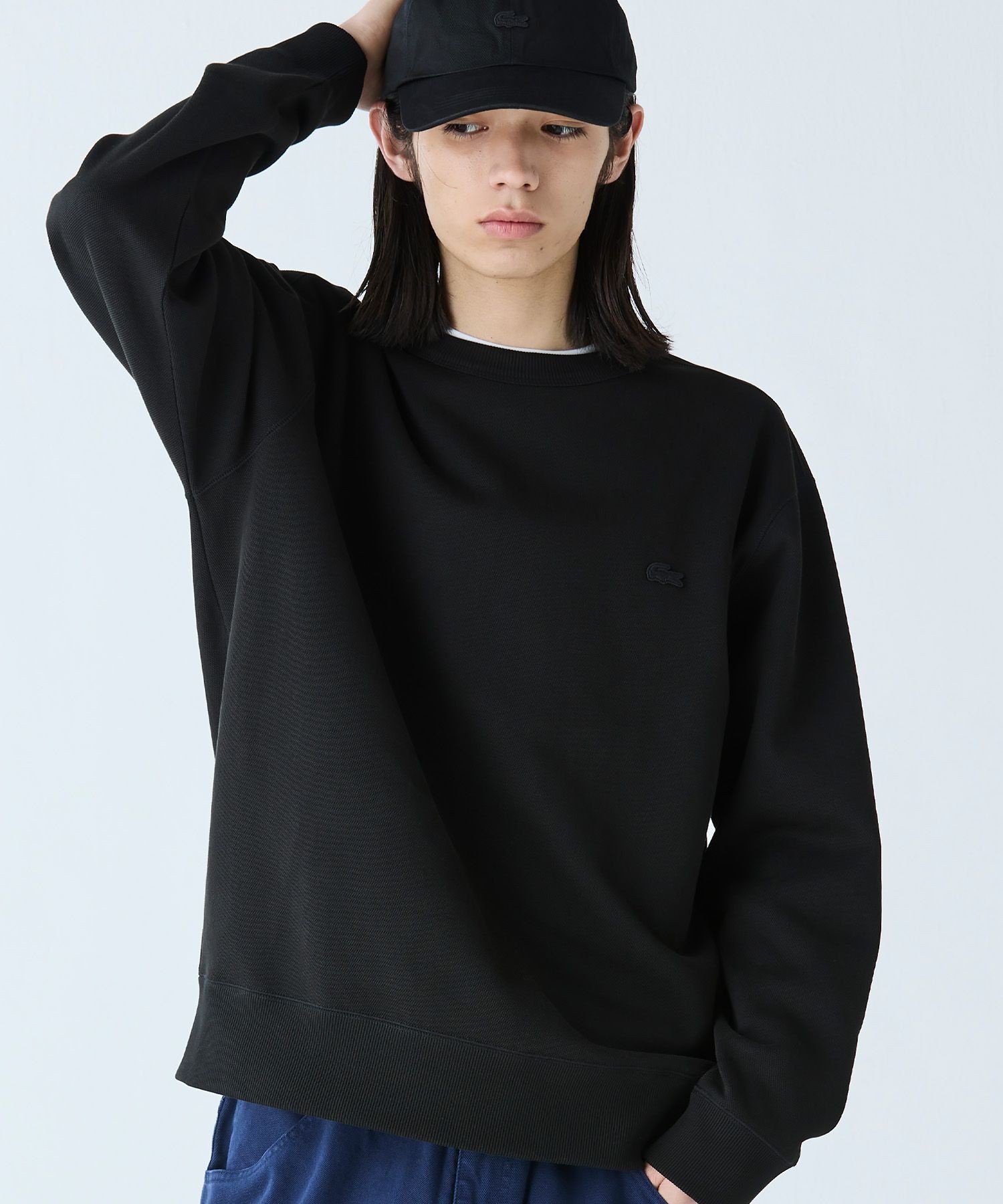 LACOSTE ワントーンクルーネック 鹿の子ニット / 鹿の子スウェット トレーナー ラコステ トップス スウェット・トレーナー グレー ブラック ホワイト グリーン ネイビー【送料無料】のサムネイル