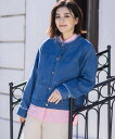 Petit Honfleur ノーカラーデニムジャケット プチオンフルール ジャケット・アウター デニムジャケット ブルー ネイビー【送料無料】