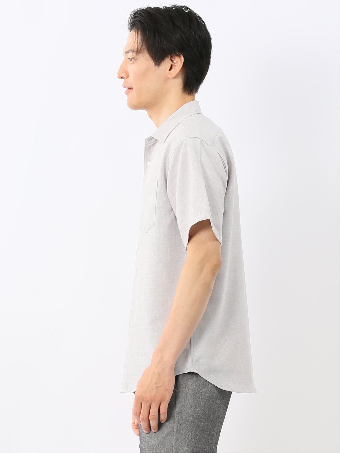 【SALE／20%OFF】TAKA-Q TechLinen レギュラーカラー 半袖シャツ タカキュー トップス シャツ・ブラウス ネイビー グレー