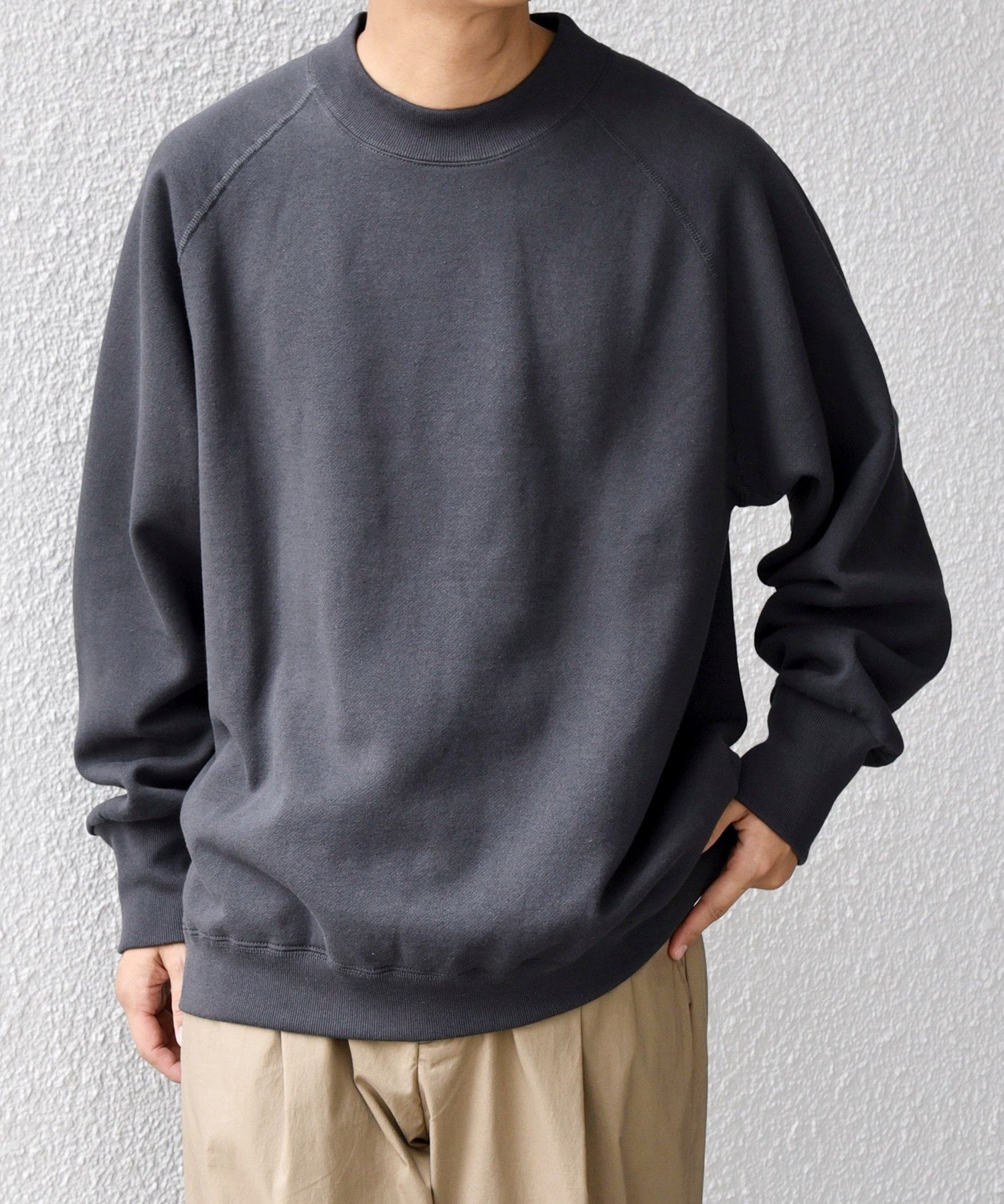 【SALE／10%OFF】SHIPS any SHIPS any: ヴィンテージライク 裏起毛 セミモックネック ラグラン スウェット◇ シップス トップス スウェット・トレーナー ブラウン ベージュ【送料無料】