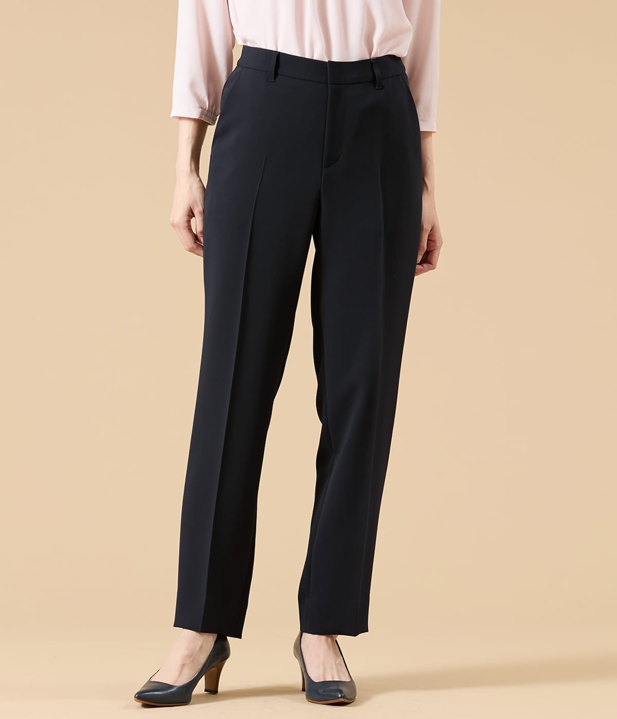 NEWYORKER WOMEN L-SIZE 【L】【ウォッシャブル】シルキークロス クロップドテーパードパンツ ニューヨーカー エルサイズ パンツ スラックス・ドレスパンツ ネイビー
