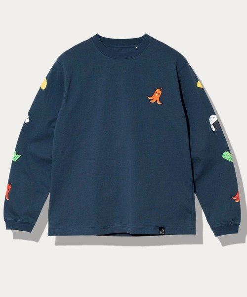 USA/C お弁当柄 ロングスリーブ TEE (MENS) ゴースローキャラバン トップス カットソー・Tシャツ イエロー ホワイト ネイビー